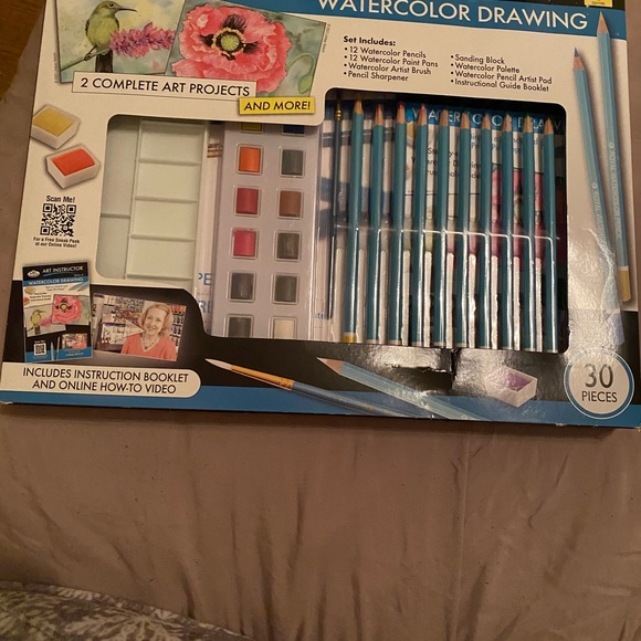 Watercolor Drawing Art Set with Pencils and Paints brand new - Picture 2 of 8